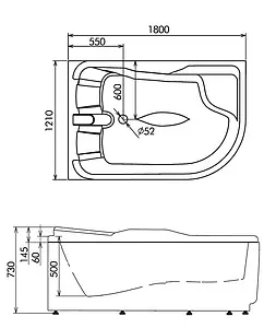 Ванна акриловая с гидромассажем Gemy 180x121 L G9083 B L Ванна акриловая с гидромассажем Gemy 180x121 L G9083 B L, 2