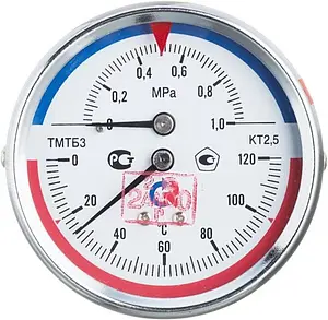 Термоманометр аксиальный Росма ТМТБ-31Т.1 80мм 10 бар 120°С гильза 46мм ½" 00000002292 Термоманометр аксиальный Росма ТМТБ-31Т.1 80мм 10 бар 120°С гильза 46мм ½" 00000002292, 1