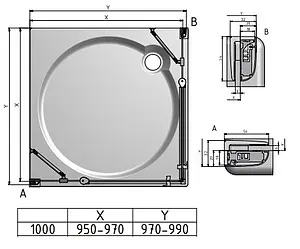 Душевое ограждение 1000x1000мм прозрачное стекло Roltechnik Tower Line TDO1+TDO1/1000*1000 724-1000000-00-02+724-1000000-00-02 Душевое ограждение 1000x1000мм прозрачное стекло Roltechnik Tower Line TDO1+TDO1/1000*1000 724-1000000-00-02+724-1000000-00-02, 2