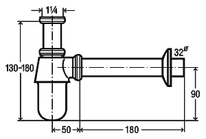 Сифон бутылочный для раковины Viega 5754 хром 102845 Сифон бутылочный для раковины Viega 5754 хром 102845, 4