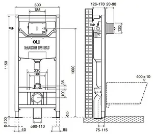 Инсталляция для подвесного унитаза OLI 120 Eco 879236 Инсталляция для подвесного унитаза OLI 120 Eco 879236, 2