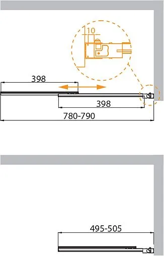 Шторка на ванну 800мм прозрачное стекло Cezares Slider 80 SLIDER-VF-11-80/150-C-Cr