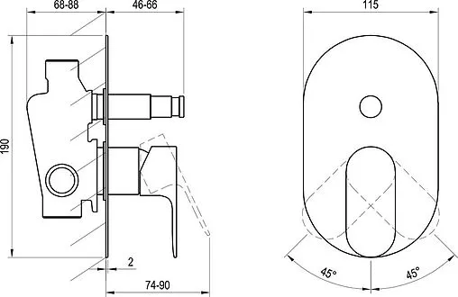 Смеситель для душа скрытого монтажа Ravak Eleganta чёрный матовый X070298