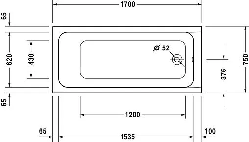 Ванна акриловая Duravit D-Code 170x75 700100000000000