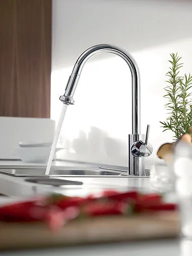 Смеситель для кухни с выдвижным изливом для установки перед окном Hansgrohe Talis M52 220 2jet хром 14877000