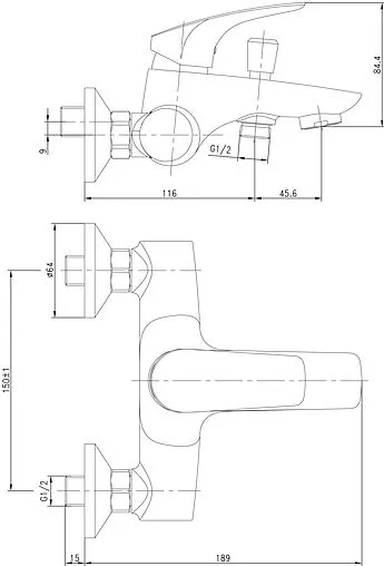 Смеситель для ванны Aquanet Techno хром SD90881