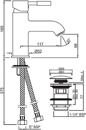 Смеситель для раковины Jaquar Solo хром SOL-CHR-6001BCLW