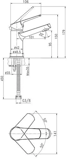 Комплект для ванны 3 в 1 Cersanit Flavis хром 64508