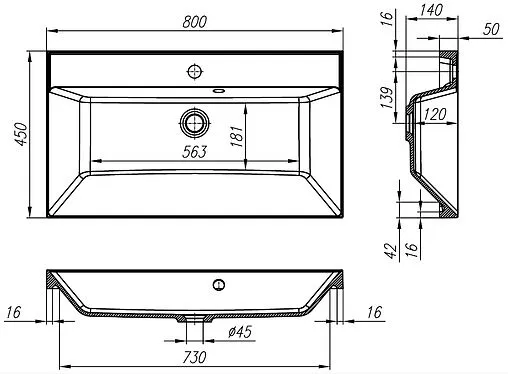 Раковина BelBagno 80 белый BB800/450-LV-MR-AST