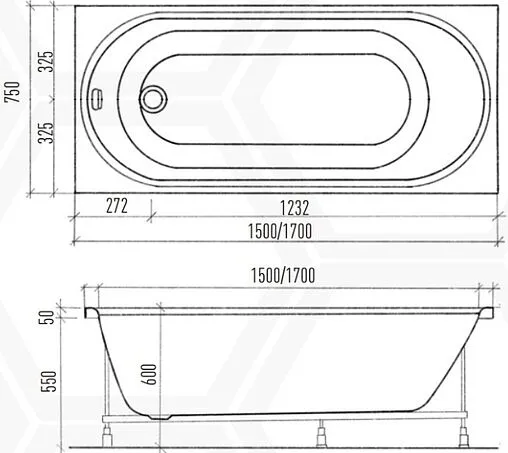 Ванна акриловая Aquanika Round 170х75 A1017075025