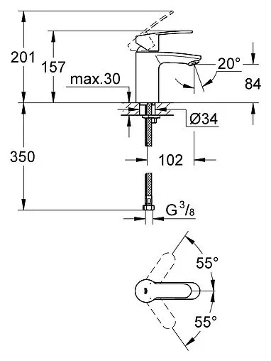 Смеситель для раковины Grohe Eurostyle Cosmopolitan хром 3246820E