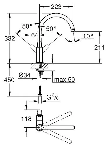 Смеситель для кухни Grohe BauEdge хром 31367000