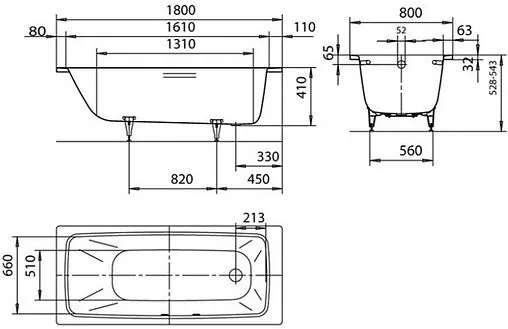 Ванна стальная Kaldewei Cayono 180x80 mod. 751 anti-slip белый 275130000001