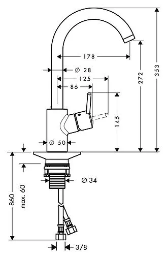 Смеситель для кухни Hansgrohe Talis M52 270 1jet хром 14870000