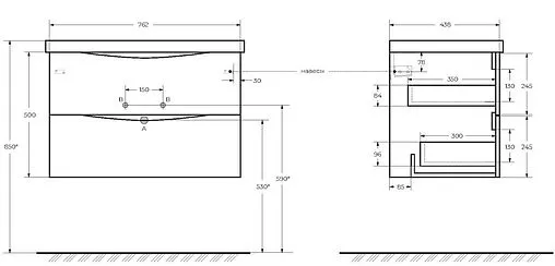 Тумба-умывальник подвесная BelBagno MARINO-CER 80 Rovere Grigio MARINO-CER-800-2C-SO-RG-P+BB-0322-80-LVB