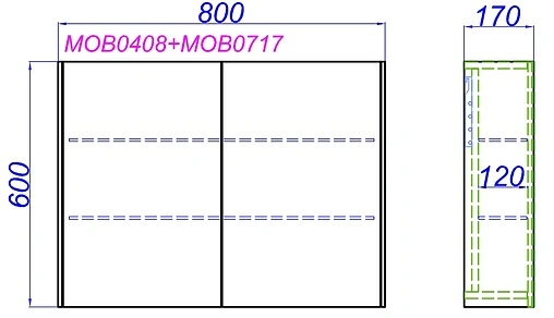 Шкаф-зеркало Aqwella Mobi 80 дуб балтийский MOB0408+MOB0717DB