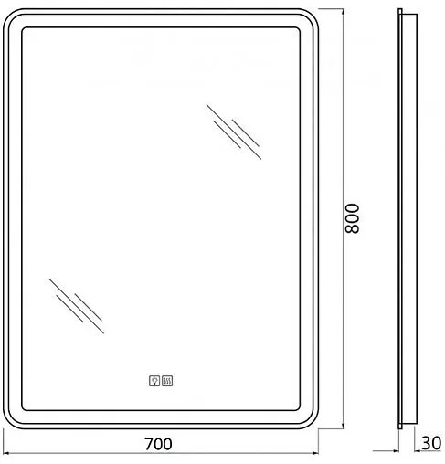 Зеркало с подсветкой BelBagno MARINO 70x80 с подогревом SPC-MAR-700-800-LED-TCH-WARM