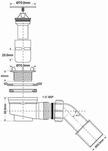 Сифон для душевого поддона Mc Alpine хром MRS5C-SLF-65