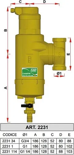 Фильтр-дешламатор с деаэратором 1¼&quot;в x 1¼&quot;в Far Combifar FA 2231 114