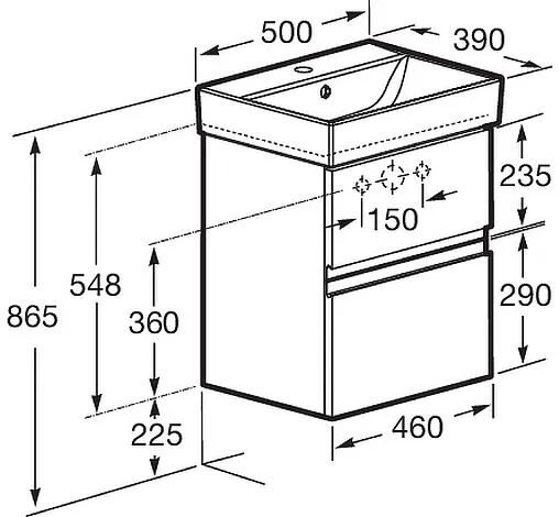 Тумба-умывальник подвесная Roca Oleta 50 капучино A857638515+3274C300Y