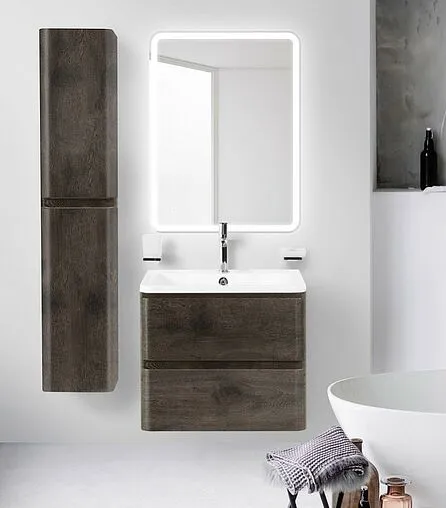 Тумба-умывальник подвесная BelBagno ALBANO 70 Rovere Nature Grigio ALBANO-700-2C-SO-RNG+BB700/455-LV-MR-ALR