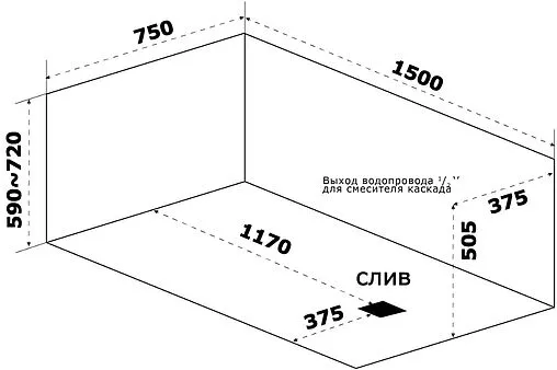 Ванна акриловая Bas Аякс стандарт 160х70 Вб00129