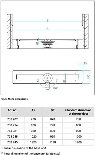 Лоток душевой Set 920мм h=95мм 0.55л/сек Viega Advantix 4983.20 с решеткой Visign ER13 753238