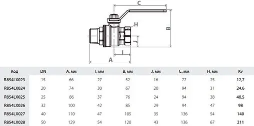 Кран шаровый 1½&quot;в x 1½&quot;н Giacomini R854LX027