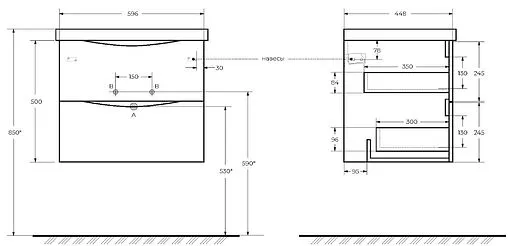 Тумба под умывальник подвесная BelBagno MARINO 60 Nero Lucido MARINO-600-2C-SO-NL-P