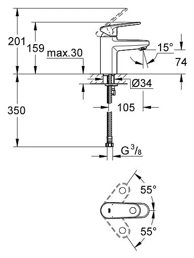 Смеситель для раковины Grohe Europlus II хром 33163002