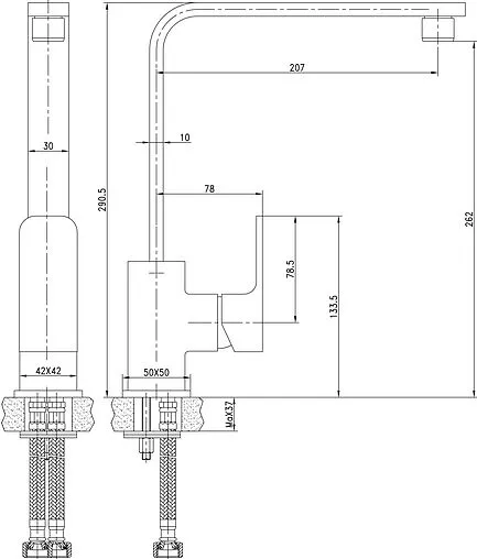 Смеситель для кухни Aquanet Cubic хром SD90445