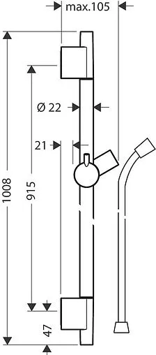 Душевая штанга Hansgrohe Unica S Puro 90 шлифованный никель 28631820