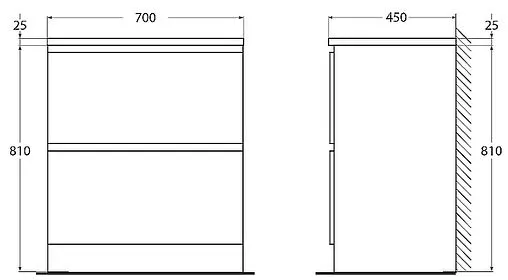 Тумба-умывальник подвесная BelBagno ALBANO 70 Bianco Lucido ALBANO-700-2C-PIA-BL+BB700/455-LV-MR-ALR