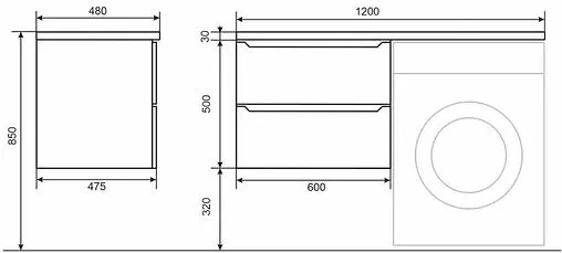 Тумба-умывальник подвесная Uperwood Tanos 120 L белый с графитовыми вставками 291021007