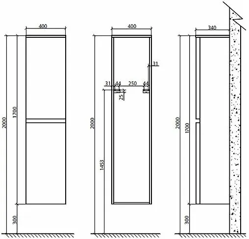 Шкаф-пенал подвесной BelBagno ANCONA-N Rovere Bianco ANCONA-N-1700-2A-SC-WO-R