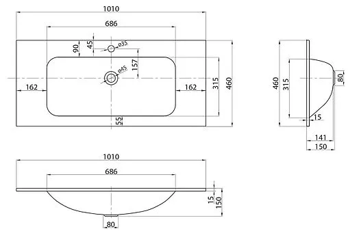 Раковина BelBagno 101 белый BB1010/465-LV-VTR-BL