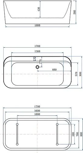 Ванна акриловая отдельностоящая Allen Brau Infinity 1 170x80 белый матовый/панель антрацит 2.21001.21/AM