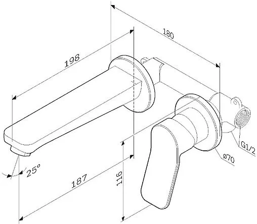 Смеситель для раковины из стены Am.Pm X-Joy чёрный матовый F85A72622