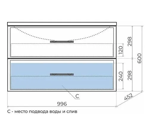 Тумба-умывальник подвесная Uperwood Foster 100 серый графит 291020543