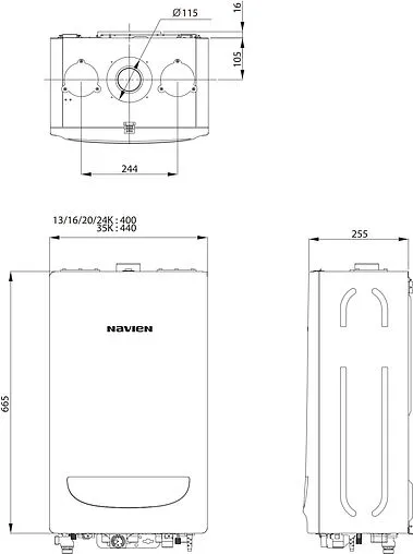 Настенный газовый котел двухконтурный турбированный 35кВт Navien DeluxeE S coaxial 35K PNGB3500035L001