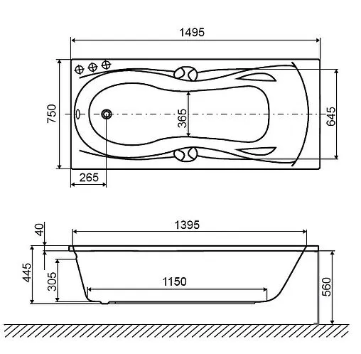 Ванна акриловая Excellent Canyon 150x75 WAEX.CNN15WH