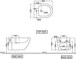 Биде подвесное Jaquar Continental белый CNS-WHT-153 Биде подвесное Jaquar Continental белый CNS-WHT-153, 2