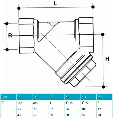 Фильтр угловой сетчатый 1¼&quot;в x 1¼&quot;в General Fittings 7Y00J8H121200H