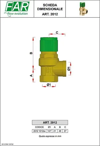 Клапан предохранительный ½&quot; 3.0 бар Far FA 2012 121230