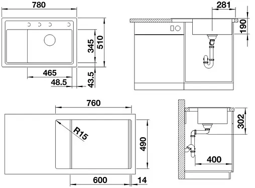 Мойка кухонная Blanco Zenar XL 6S Compact 78 R кофе 523784