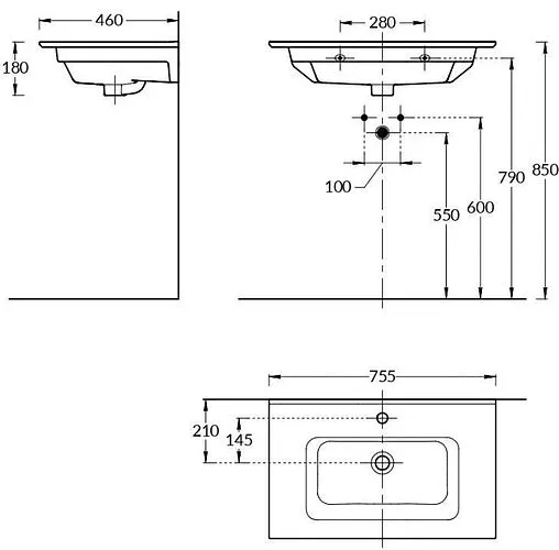 Раковина Kerama Marazzi Piano 75 белый PI.wb.75