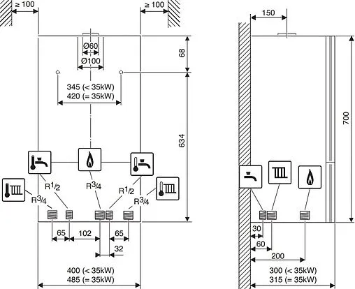 Настенный газовый котел одноконтурный турбированный 28кВт Bosch Gaz 6000 W WBN6000-28H RN S5700 7736901467RU