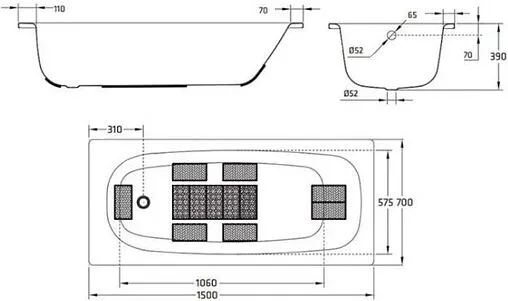 Ванна стальная BLB Universal HG 150x70 белый B50H handles