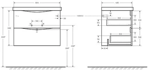 Тумба-умывальник подвесная BelBagno MARINO-CER 70 Bordo Lucido MARINO-CER-700-2C-SO-BRDL-P+BB-0321-70-LVB