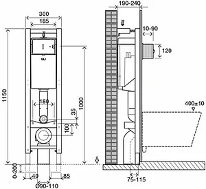 Инсталляция для подвесного унитаза OLI Quadra Total Black LE 886667 Инсталляция для подвесного унитаза OLI Quadra Total Black LE 886667, 2
